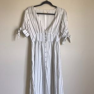 Promesa White and Black Striped Midi Dress Medium